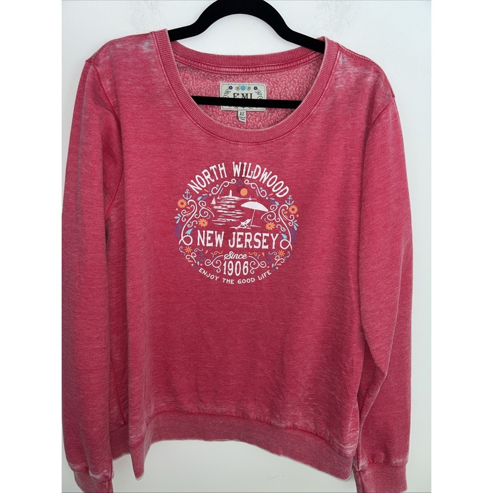 EMI Women's Pull Over XL Pink New Wildwood New Jersey Long Sleeve Comfy‎ Soft